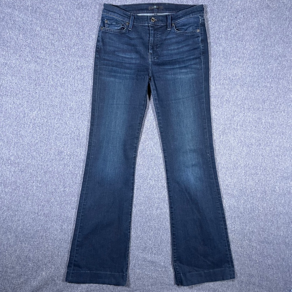 7 For All Mankind Dojo Dark Wash Flare Leg Jeans Women Size 29 Bootcut Wide Leg